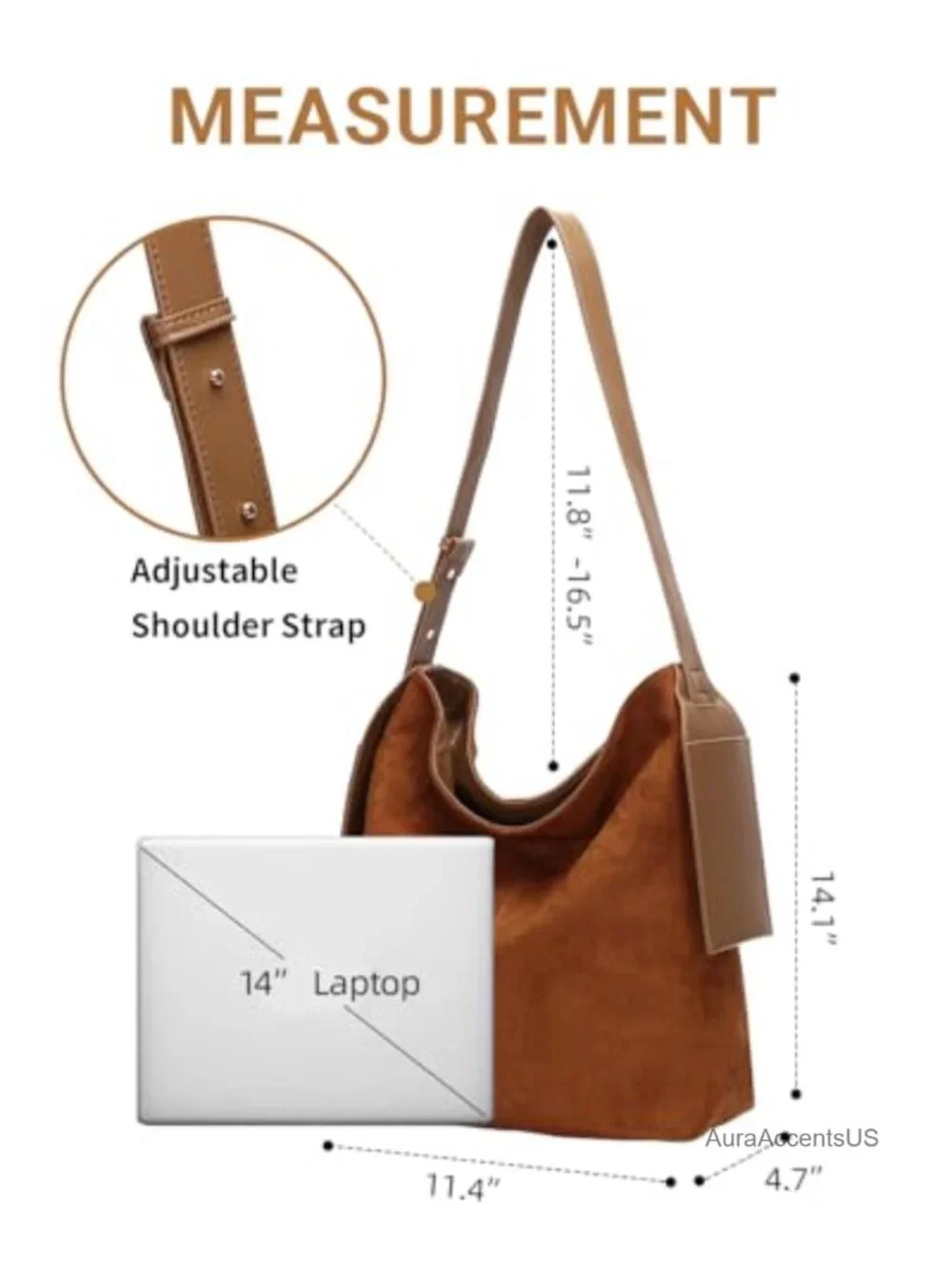 Soft Slouchy Suede Leather Hobo Shoulder Bag for Women, Faux Suede Vegan Leather